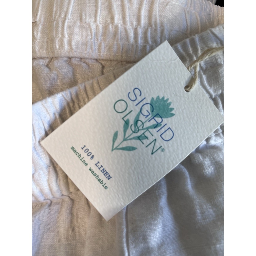 New SIGRID OLSEN Sz M Linen Pants White Wide Leg Pull On Women Boho Vacation NWT - Picture 11 of 12
